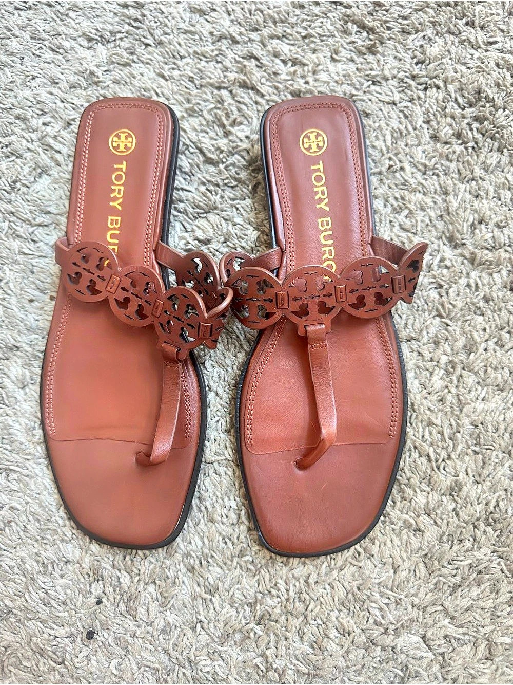 Tory Burch Tiny Miller Leather Thong Sandal Sandals Brown